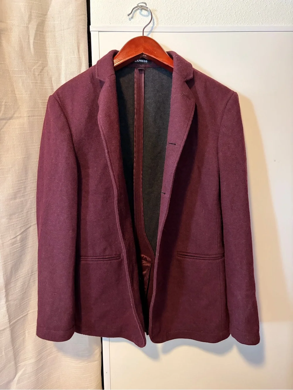 Express Men's Burgundy Wool-Blend Blazer